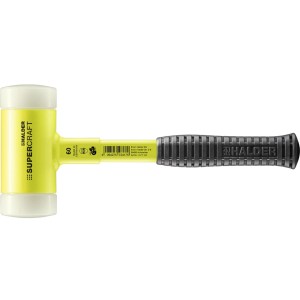 Halder Schonhammer Supercraft, 60 mm, gelb-fluoreszierend, mit Stahlrohrstiel und Gummigriff.