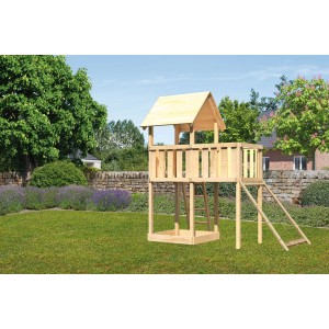 Karibu Spielturm Lotti mit Anbauplattform & Netzrampe