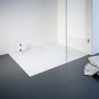 Rechteckige Schulte Duschwanne ExpressPlus, 120x80 cm, Alpinweiß, mit Ablauf und leichter Steinoptik.