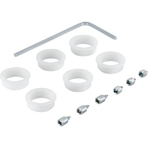 Hoppe Zubehör-Set für Innengarnituren: Führungsringe, Schrauben und Innensechskantschlüssel.