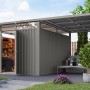 Karibu Metallgerätehaus Amato mit Anbaudach in Graualuminium, 220x342x342 cm.