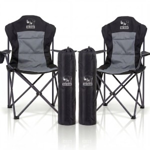 BigDean 2 Stück Luxus Campingstuhl Faltbar 160 KG Belastbar Ultragroß Hochlehner Bequem Gepolstert Klappstuhl Camping Garten Balkon Strand Camping