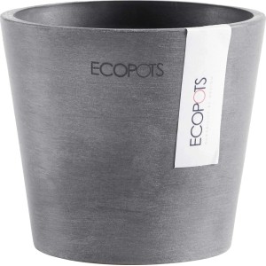 Grauer Ecopots Pflanztopf Amsterdam, Ø 10,5 cm, für Innen- und Außenbereich.