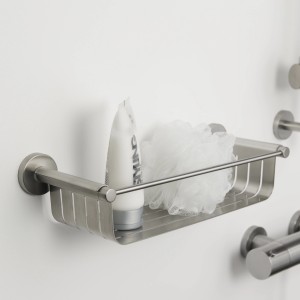 Tiger Schwammkorb Boston aus gebürstetem Edelstahl mit Schwamm und Tube.