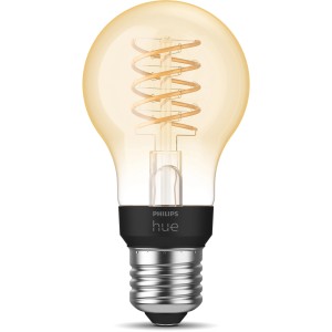 Philips Hue LED-Lampe E27 Filament, warmweißes Licht, dimmbar, Vintage-Look.