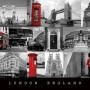 Deco Panel Fertigbild mit London Motiven, wie Tower Bridge und Buckingham Palace, 40x50 cm.