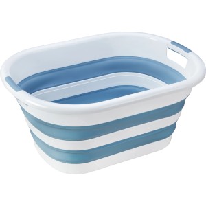 Blauer, faltbarer Wäschekorb mit 40 l Fassungsvermögen. Praktische Wäschewanne für den Haushalt.