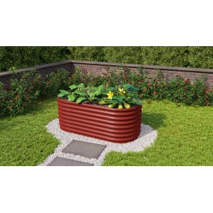 Vitavia Hochbeet 630 Vita Basic Rubin, Metallbeet im Garten mit Bepflanzung.