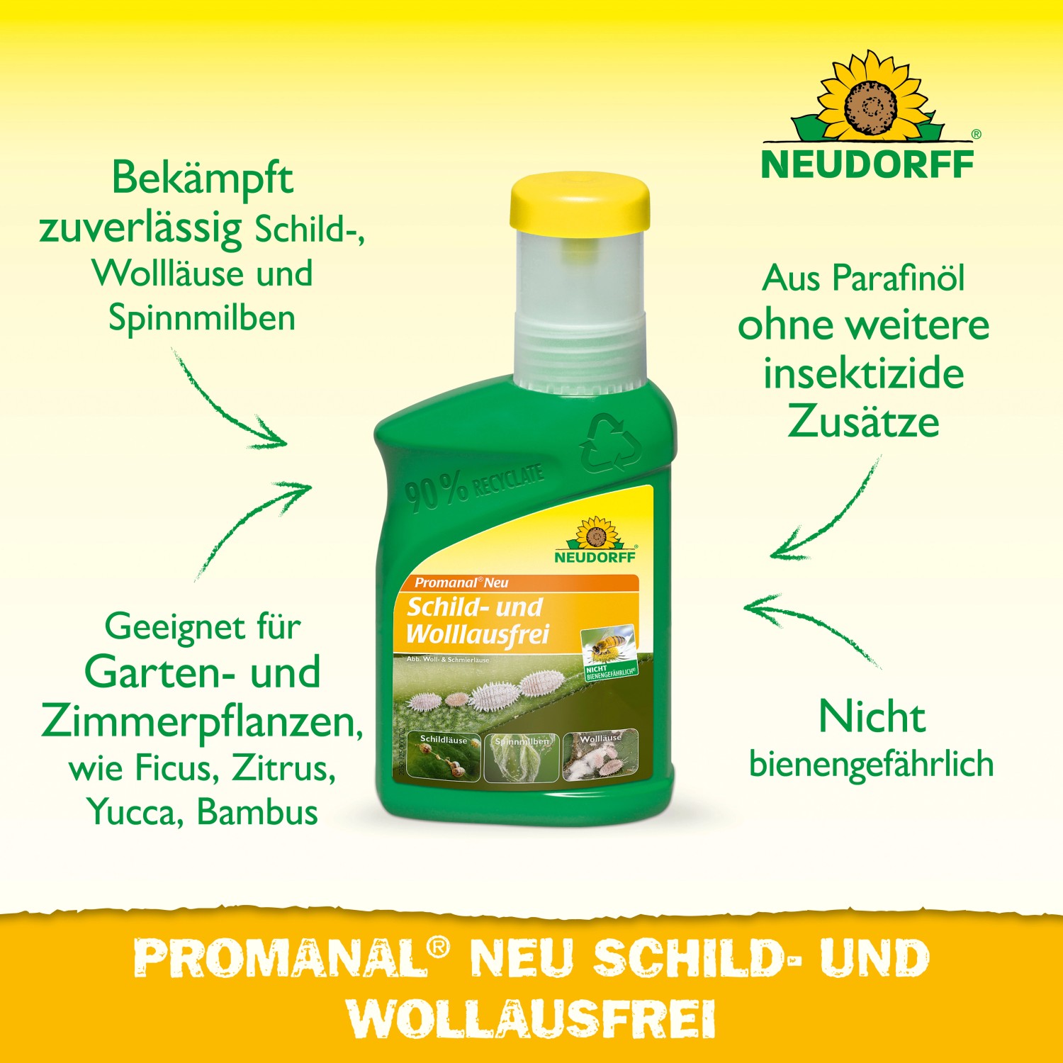 Neudorff Promanal Neu Schild- und Wolllausfrei, 250ml Flasche. Mittel gegen Schildläuse für Zierpflanzen.