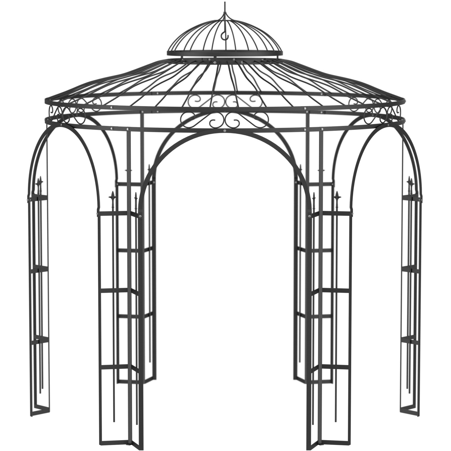 Schwarzer, pulverbeschichteter Eleo Pavillon Milano aus Metall, ideal für den Garten.