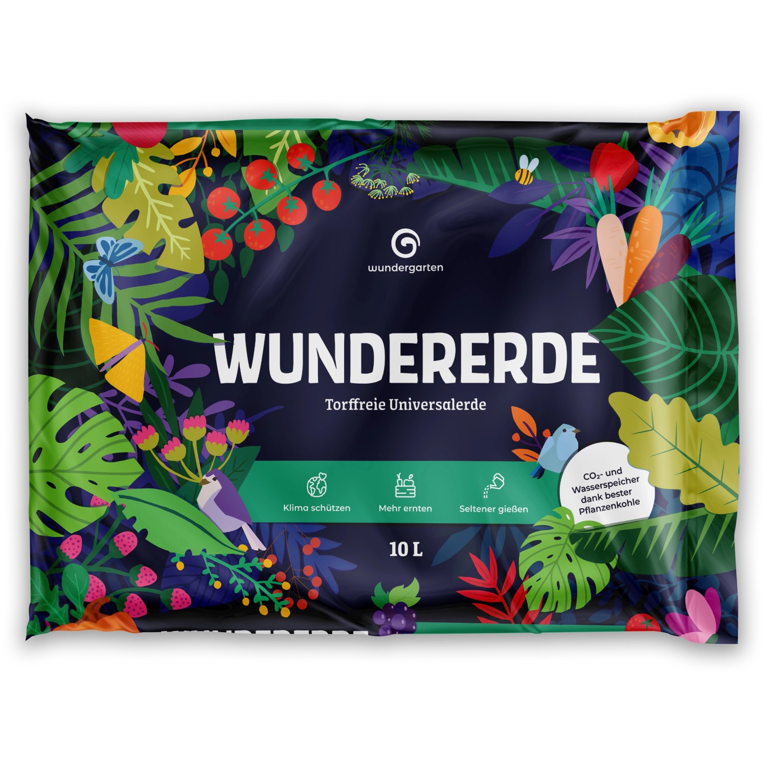 Wundergarten Wundererde Torffrei Pflanzerde mit Pflanzenkohle 10 l