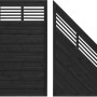 Sichtschutzzaun Nicea, Anthrazit, 180x90cm, Kiefernholz mit gewellten Lamellen. Elemente für Garten und Terrasse.