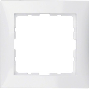 Berker Abdeckrahmen 1-fach S1 in Polarweiß, Detailansicht.