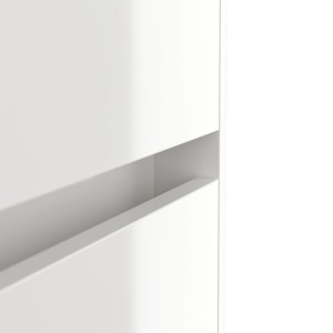 Detailaufnahme: Weißes Sideboard Industrial von Posseik mit Schubladen und Griffmulden.