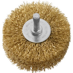 LUX Holzstrukturbürste Ø 80 mm, Stahl vermessingt, für Bohrmaschinen. Zum Schleifen und Polieren von Holz.