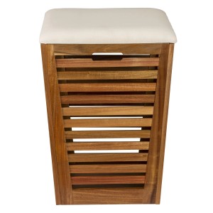 Wenko Wäschetruhe mit Sitzpolster Fondi 40 cm x 56 cm x 40 cm Akazie 55 l