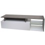 Modernes MCW TV-Rack aus Holz in Weiß und Beton-Optik mit Staufach und Glasablagen.