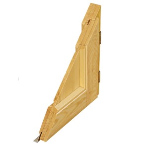 Holz-Nebeneingangstür NET 501 Fichte Natur, Profilansicht mit Details zu Material und Konstruktion.
