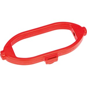 Roter Steckverbinder-Clip aus Kunststoff für Steckdosenleisten, zum Schutz von Kabeln und Steckern.