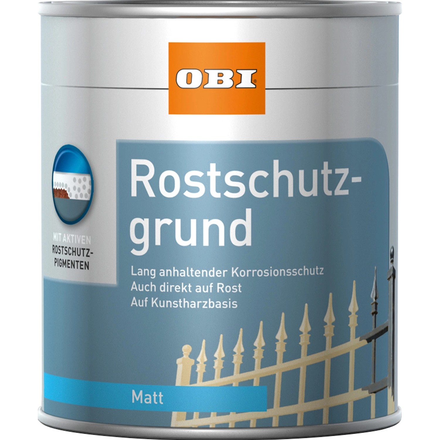 Dose OBI Rostschutzgrund, beige, matt, 375 ml. Grundierung für Metall und andere Oberflächen.