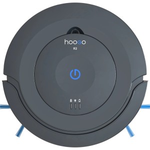 hoogo Saugroboter RO 201, grauer Staubsauger Roboter von oben mit blauer Starttaste.
