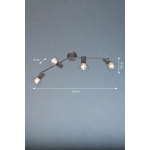 Mattgraue Fischer & Honsel Deckenleuchte Ran mit vier Spots und Chromelementen.