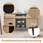okwish Kommode mit Schiebetüren Schublade Wohnzimmer 160x40x80cm Eiche Schwarz_7