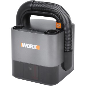 Worx Akku-Staubsauger WX030.9 Solo, kompakter Handstaubsauger in Grau und Schwarz.