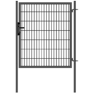 Anthrazitfarbene Gartentür Uli, 1 m breit, mit Doppelstabmatten-Füllung (200x50 mm).