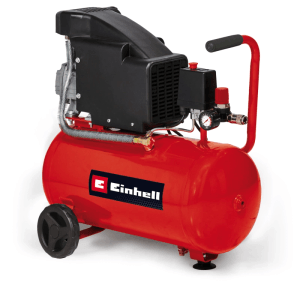 Einhell Kompressor TC-AC 190/24/8, 1500 W, rot, mit Rädern und Druckminderer.