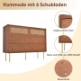 okwish Kommode mit Schubladen Rattan Sideboard Schlafzimmer Wohnzimmer 90x120x40cm Nussbaum_8