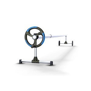 Mobiler Summer Fun Pool-Aufroller für Poolabdeckungen bis 440 cm. Edelstahlgestell mit Handrad.