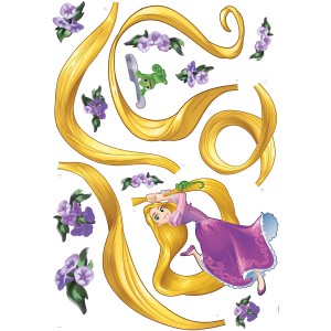 Komar Deko-Sticker Rapunzel (100x70cm) mit Rapunzel, Blumen und goldenem Haar für die Wandgestaltung.
