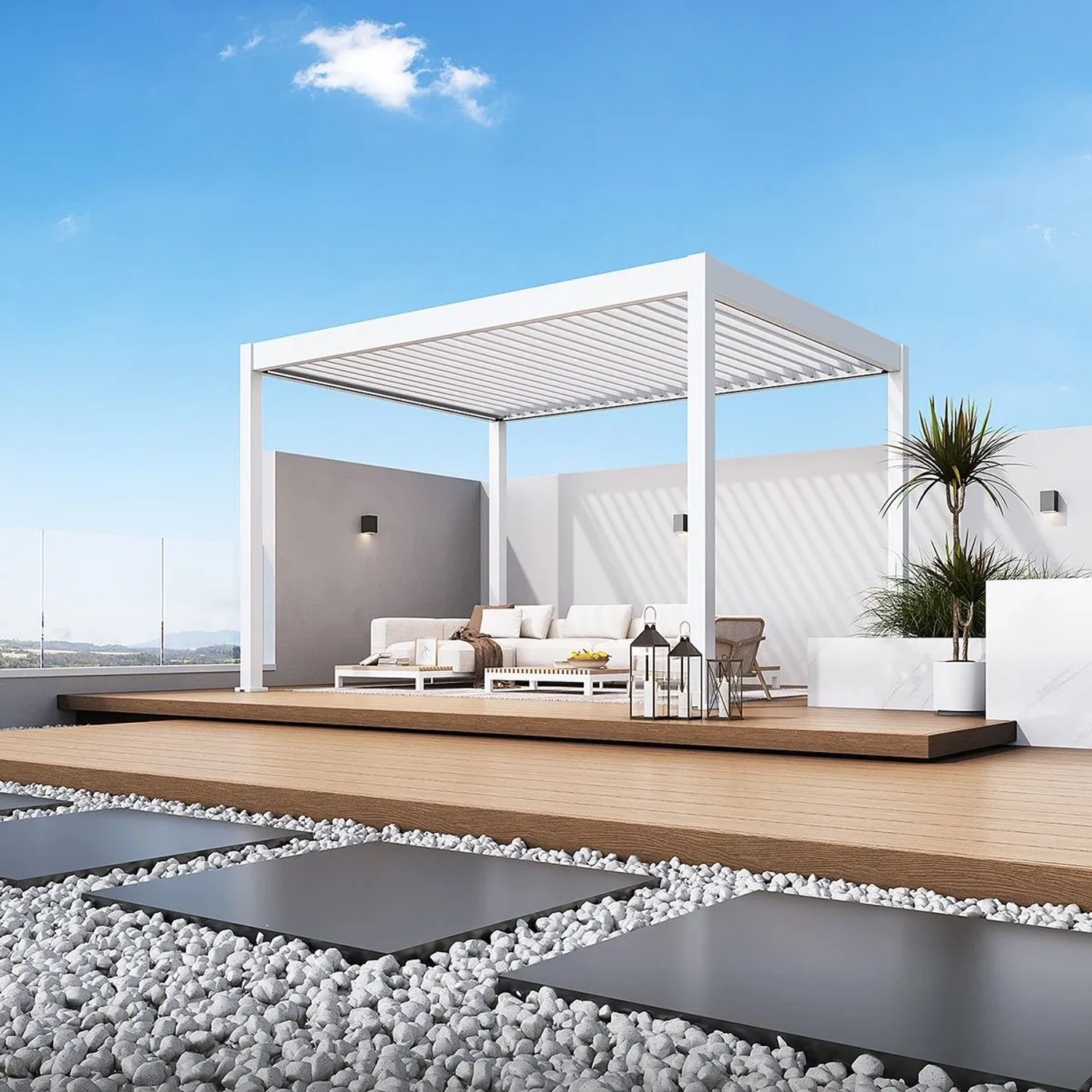 Weide Deluxe Elektrisch Pavillon Terrassenüberdachung Aluminium Led 3 X 4 M_5