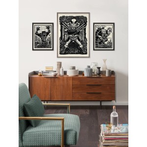 Komar Wandbild Marvel Spider-Man Lino-Cut 50 cm x 70 cm Schwarz-Weiß