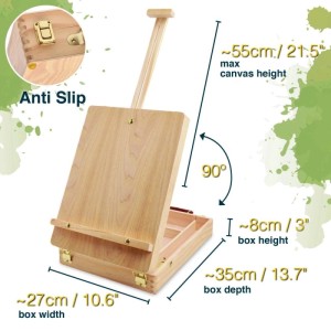 Artina Florence Staffelei mit Acrylfarben und Zubehör im Holz Malkoffer.