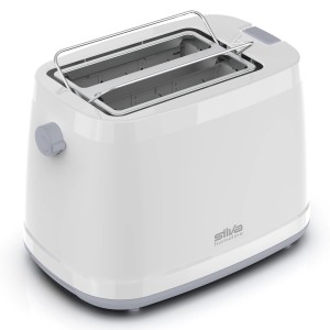 Weißer Silva Homeline Toaster TA 2302 mit Brötchenaufsatz.