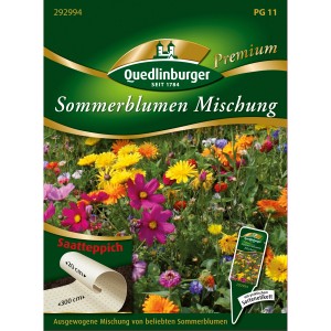 Quedlinburger Sommerblumen Mischung als Saatteppich, farbenfrohe Blüten.