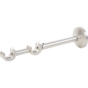 Wandhalterung in Satinoptik, 50x50x200mm, zur Gardinenstangen-Befestigung.