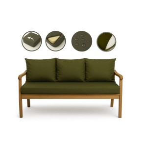 Grünes Setgarden Bankkissen für 3-Sitzer Gartenbank, 160x50 cm + 3 Rückenkissen.