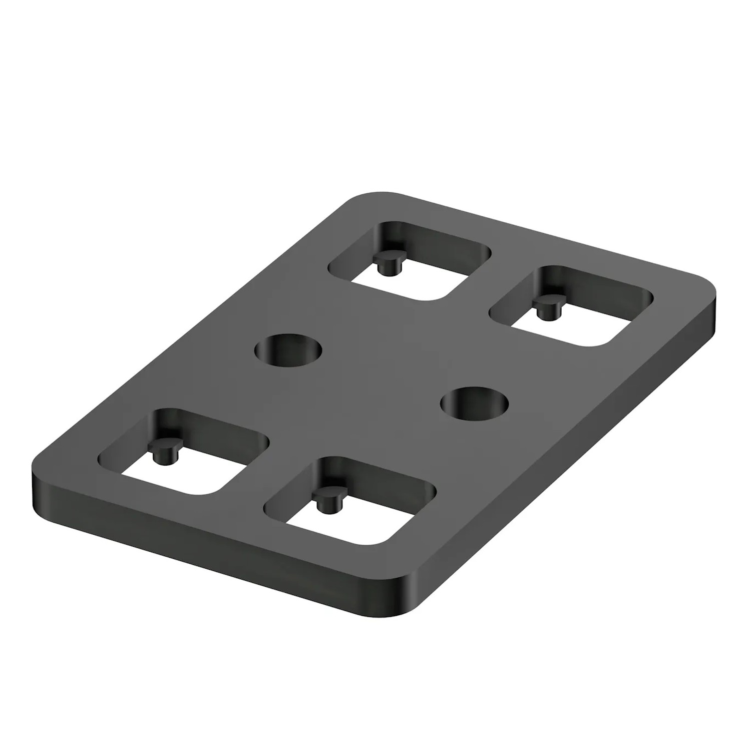 Schwarzes Befestigungs-Set für Terrassendielen-Rinne zum Schrauben.