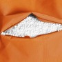 Detailaufnahme: Oranger Sitzsack Brava mit EPS-Perlen Füllung sichtbar.