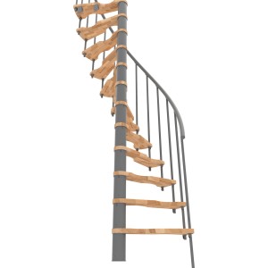 Minka Spindeltreppe Suono Smart, Buche grau, platzsparende Innentreppe.