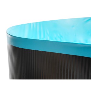 Detailansicht der blauen Steinbach Ovalfolie für Pools, 732x366x150 cm, Stärke 0,6 mm.