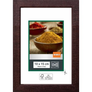 OBI Holz-Wechselrahmen, dunkelbraun, 10x15 cm, ideal für Fotos und Drucke.