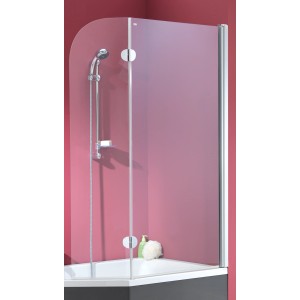 2-teiliger Echtglas Wannenaufsatz (1400 mm) mit Chromprofil als Duschabtrennung für Badewannen.