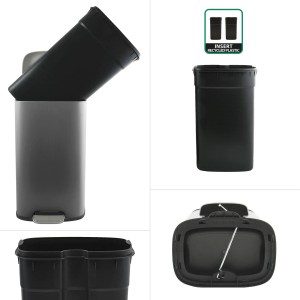 Spirella Akira Kosmetikeimer, 50L, Grau, mit Pedal und Inneneimer.