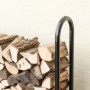 Schwarzes ShelterLogic Kaminholzregal 244x118cm mit Holz und Abdeckung.