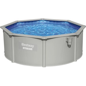 Bestway Hydrium Stahlwandpool Set, Ø 360x120 cm, grau. Inkl. Sandfilteranlage, Leiter, Abdeck- und Bodenplane.