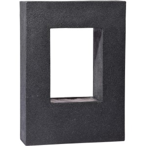 Rechteckiger, anthrazitfarbener Gartenbrunnen mit Pflanzoption aus Polyresin, 76 cm hoch.